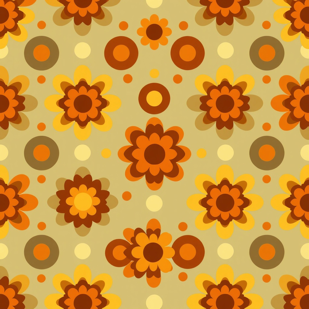 Retro 70s groovy seamless pattern made by AI surface design tool