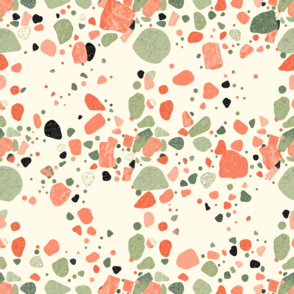 AI generated terrazzo pattern in coral and sage tones