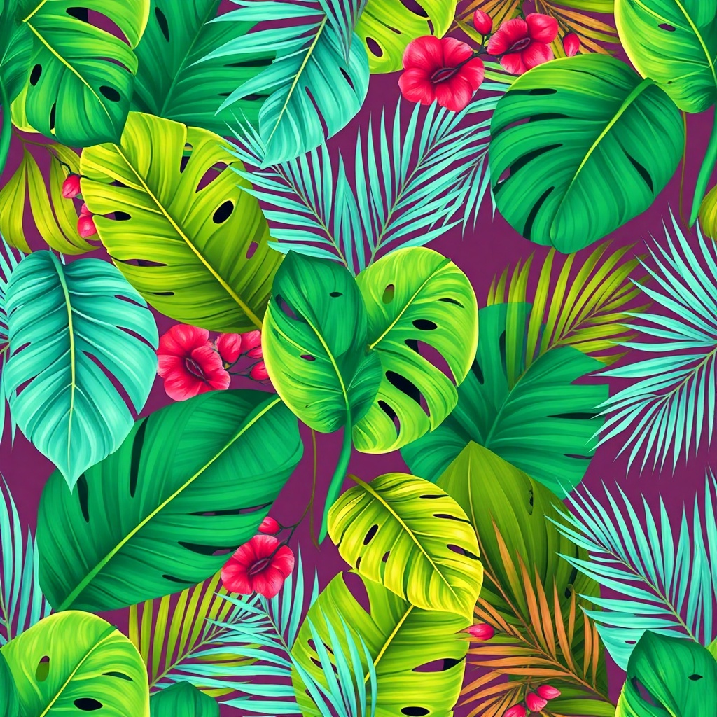 Tropical botanical seamless pattern generated by AI pattern maker