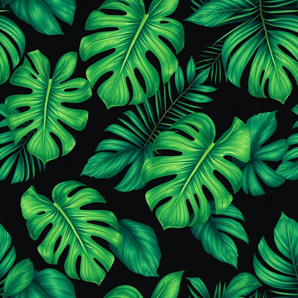 AI generated tropical leaf seamless pattern with monstera leaves