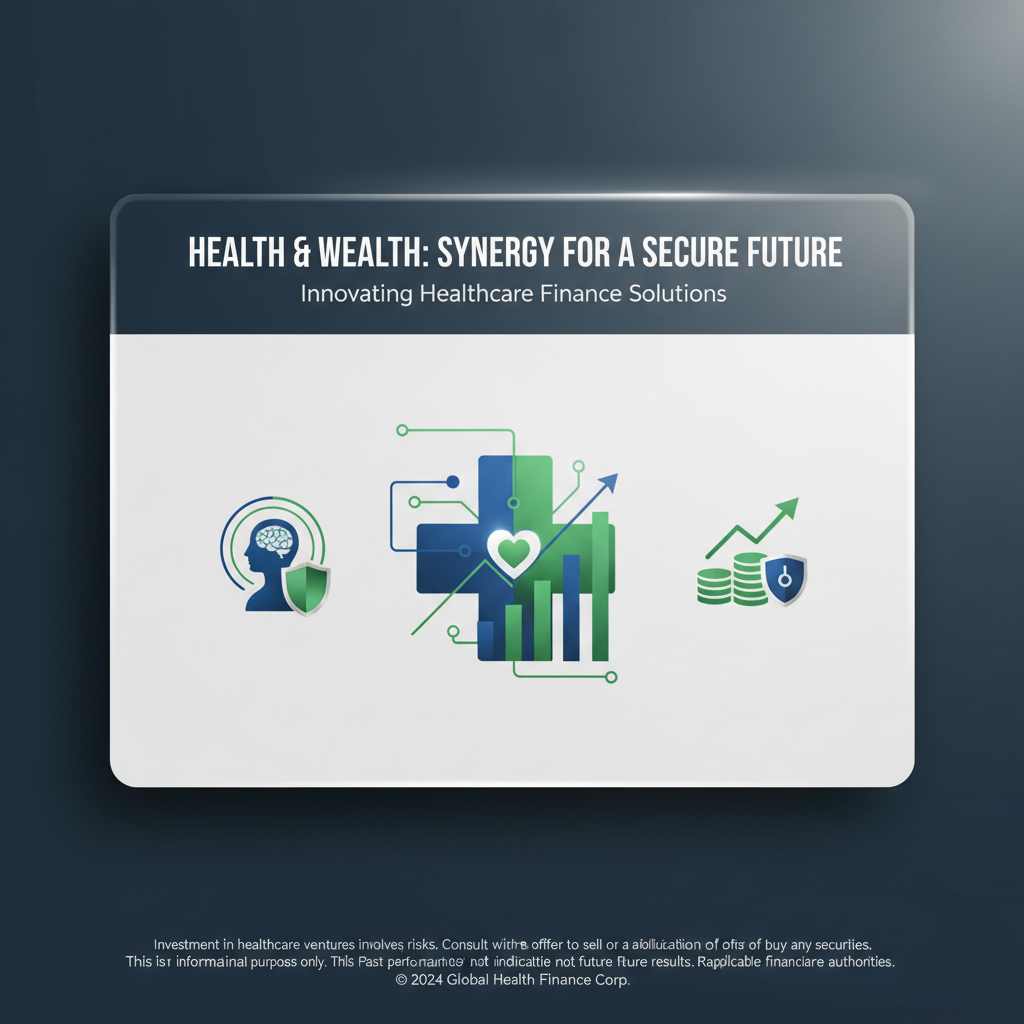 Professional healthcare and finance marketing visual generated by AI with compliant disclaimer text rendered perfectly