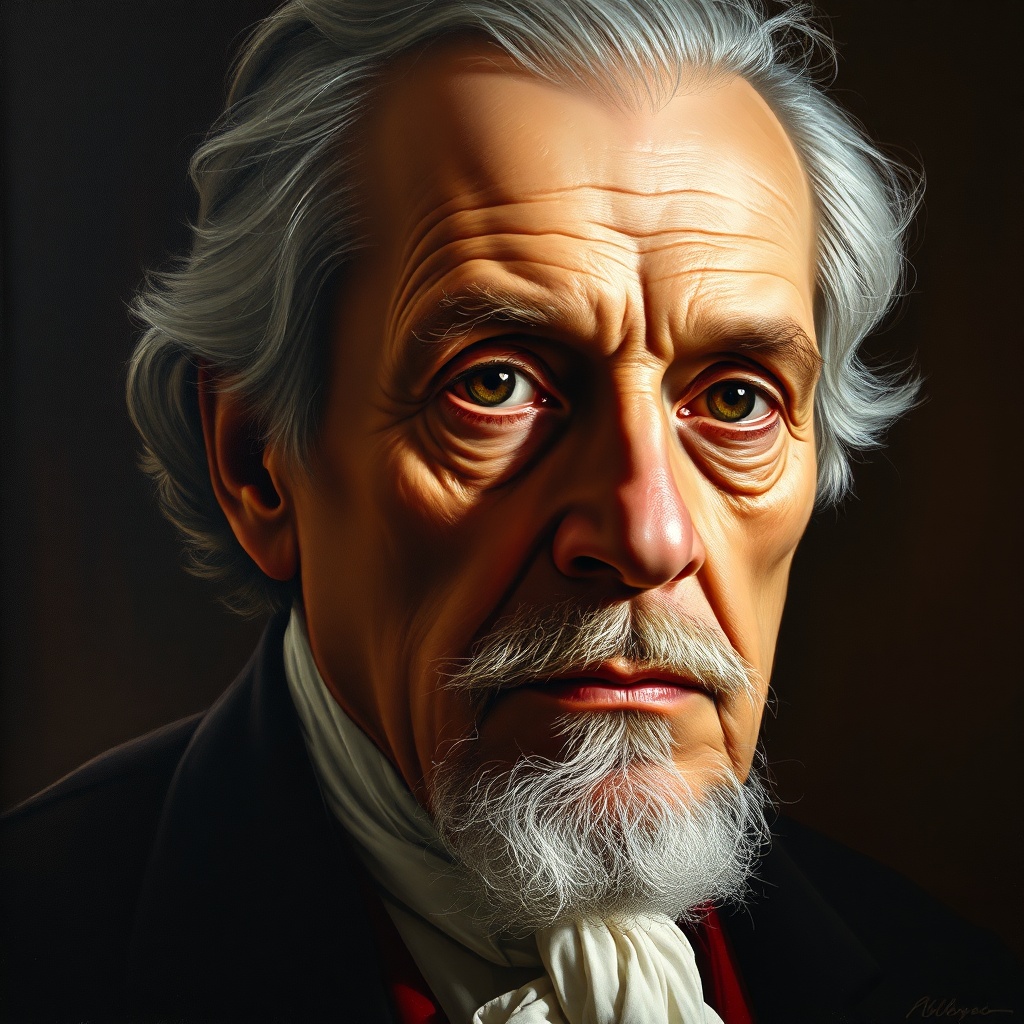 AI generated classic oil painting portrait with rich warm tones