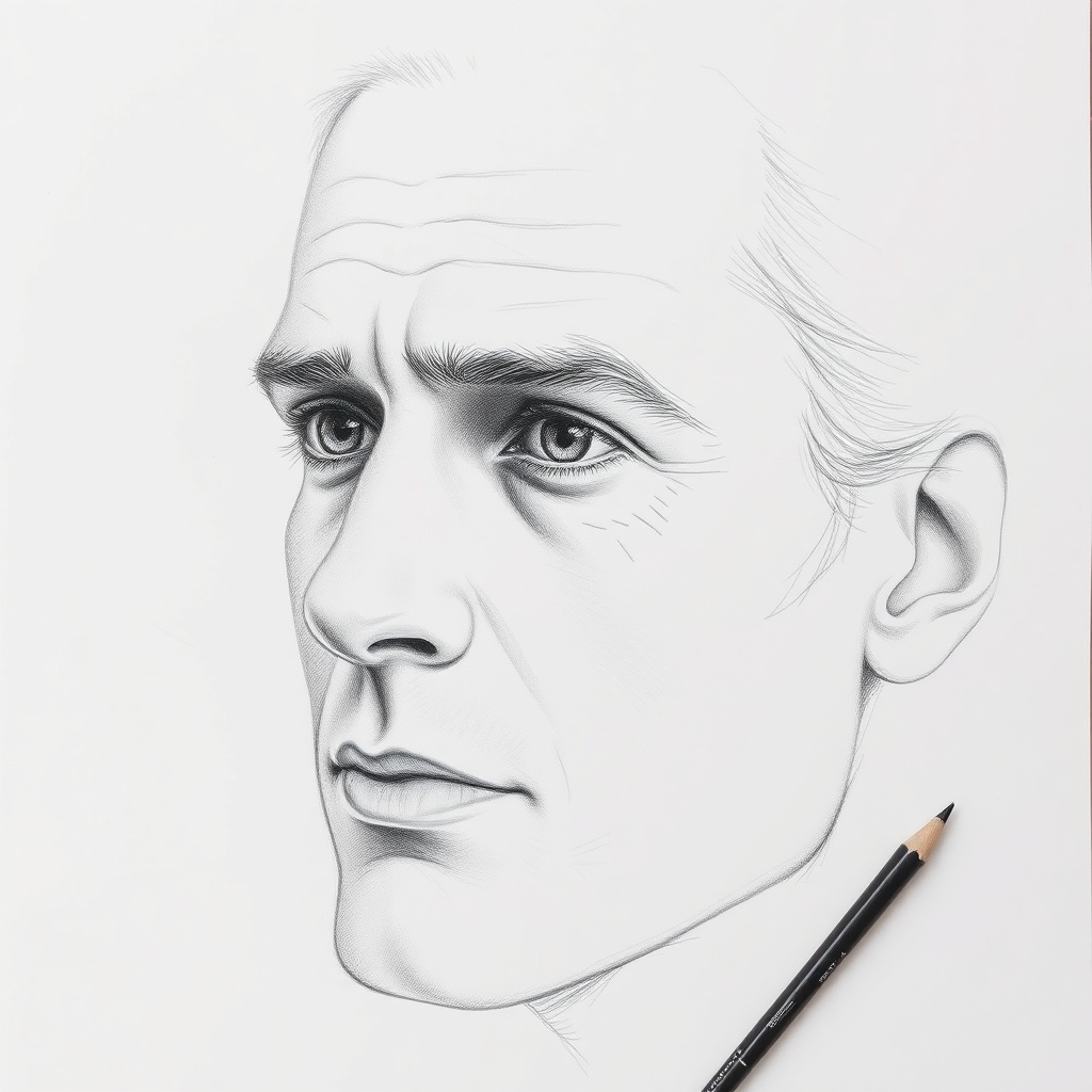 AI generated realistic pencil sketch portrait drawing