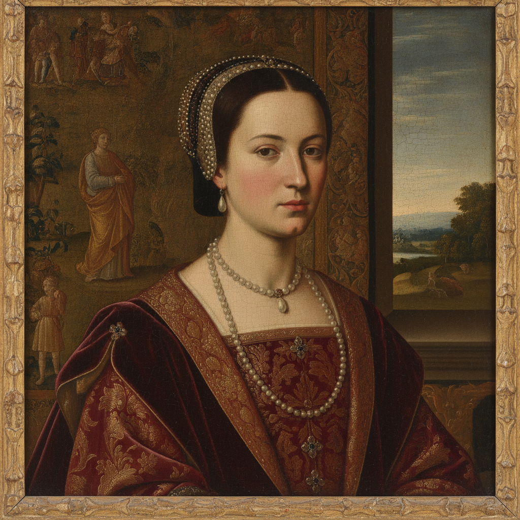 Pre-modern AI art generator Renaissance oil painting portrait of a noblewoman in Old Master style
