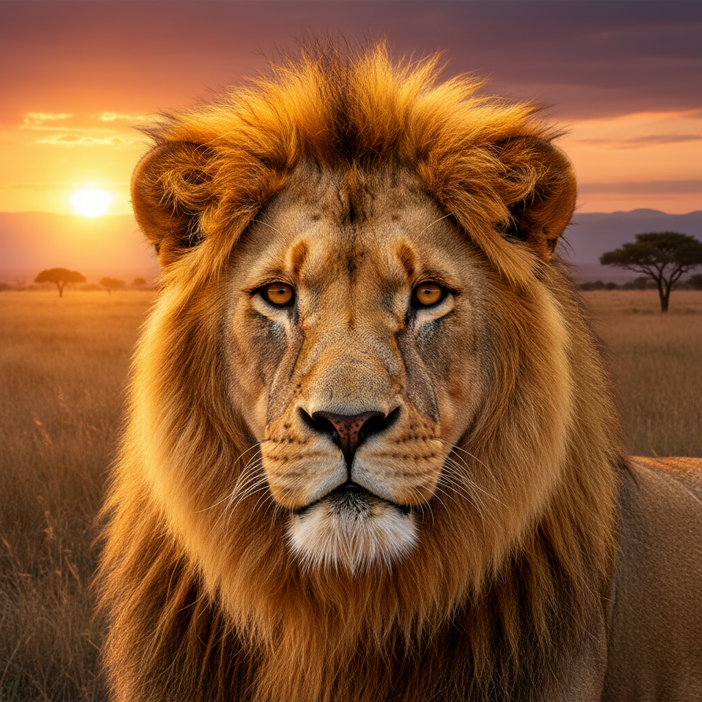 Pet photo reimagined as majestic lion with AI image to image generation