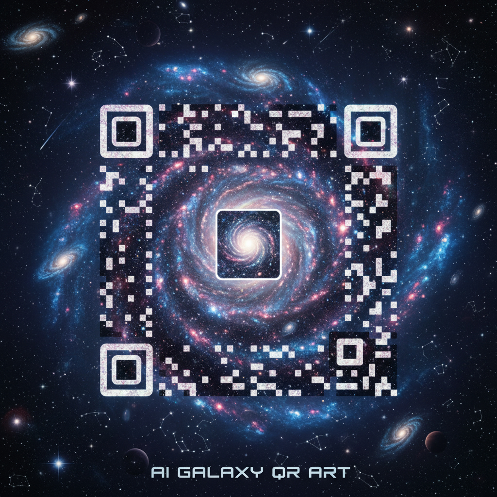 AI QR Code Art with Galaxy Stars Design