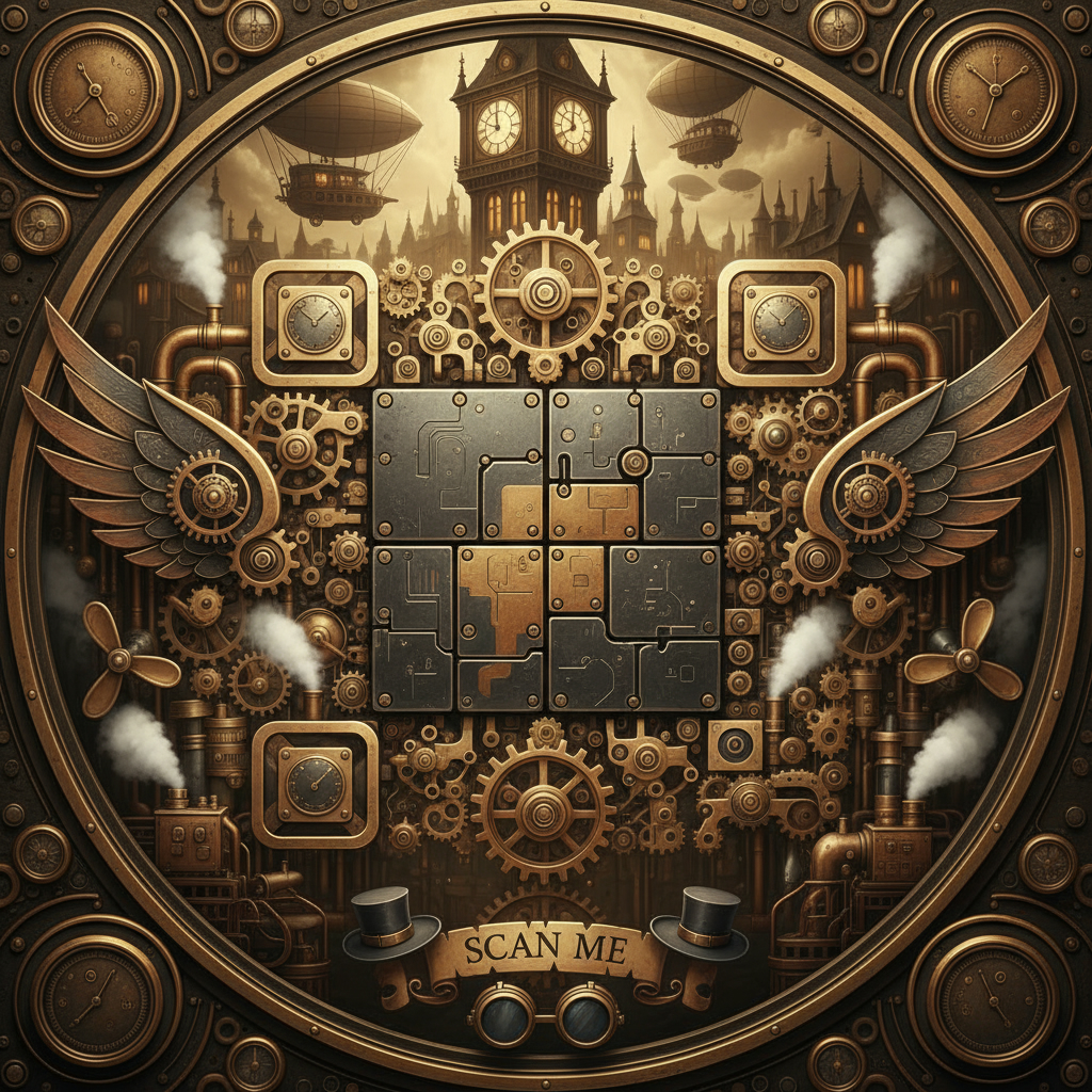 AI QR Code Art with Steampunk Design