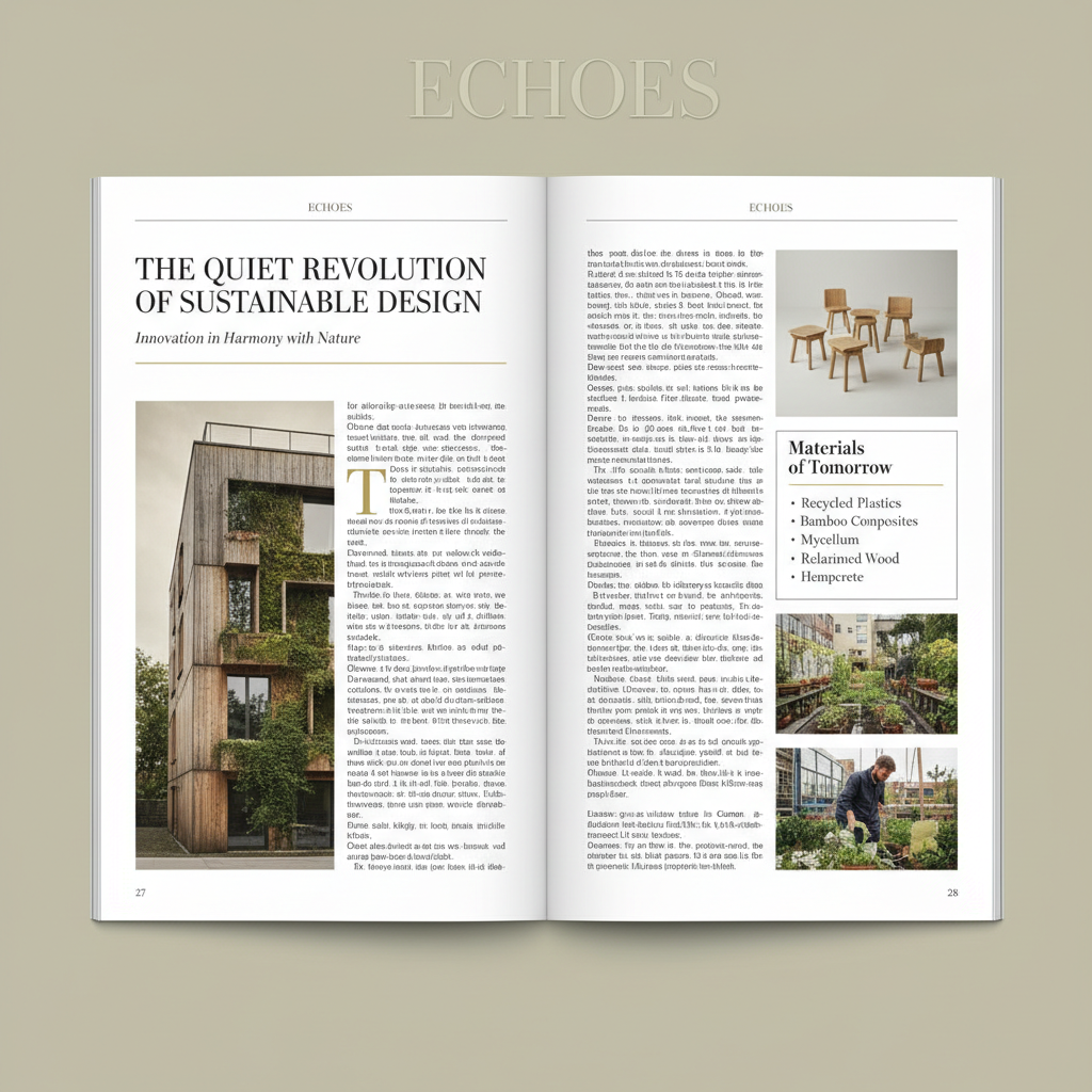 Editorial magazine layout generated to precise specifications with a multi-column grid and consistent margins