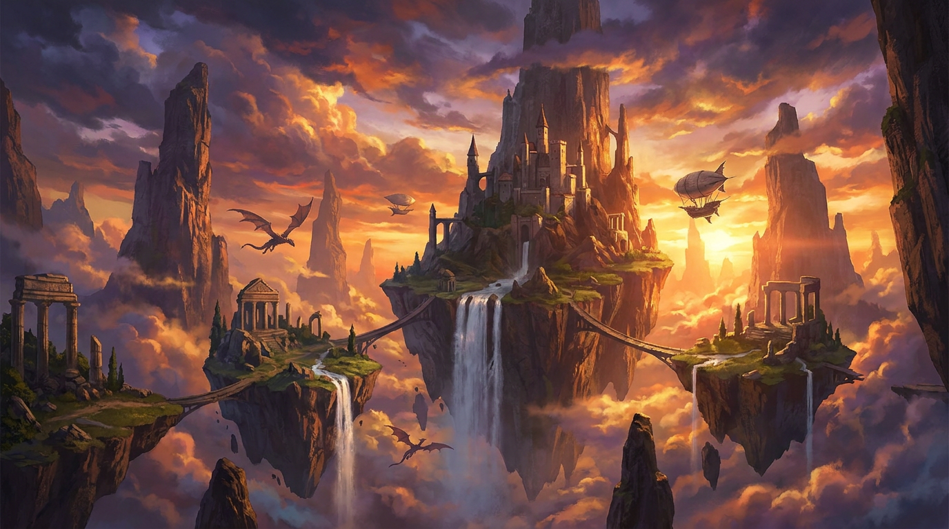 Cloud AI image tools — cinematic fantasy landscape rendered in 4K directly online